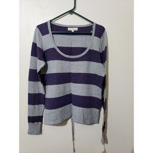 If it were me blue and gray, long sleeve, scoop neck, drawstring hem top size L